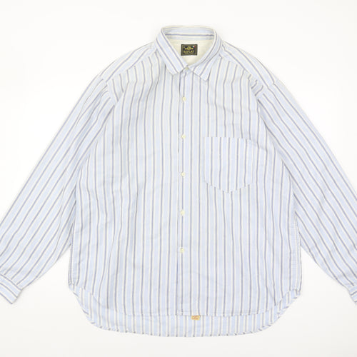 Replay Men's Blue Striped Long Sleeve Shirt Size L