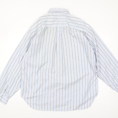 Replay Men's Blue Striped Long Sleeve Shirt Size L