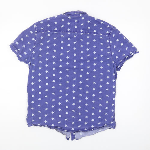 River Island Men's Blue Star Print Casual Shirt M