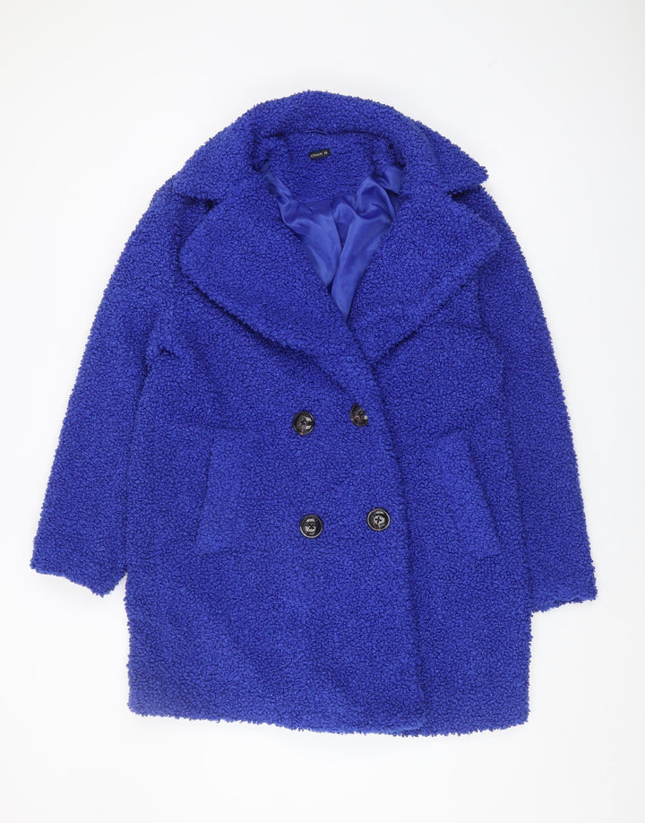 Roman Women's Blue Double-Breasted Mid-Length Coat