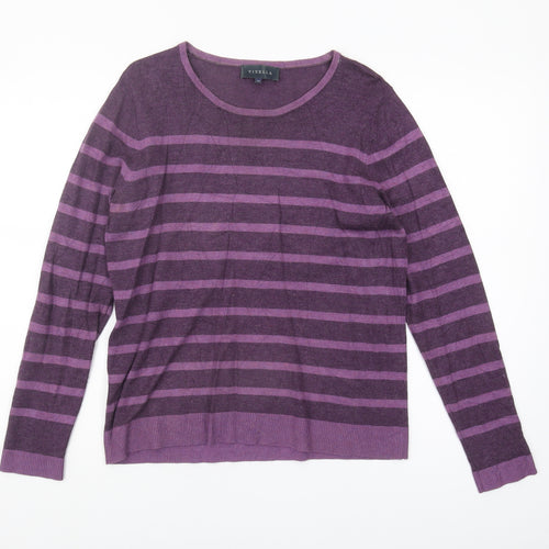 Viyella Women Purple Striped Jumper M