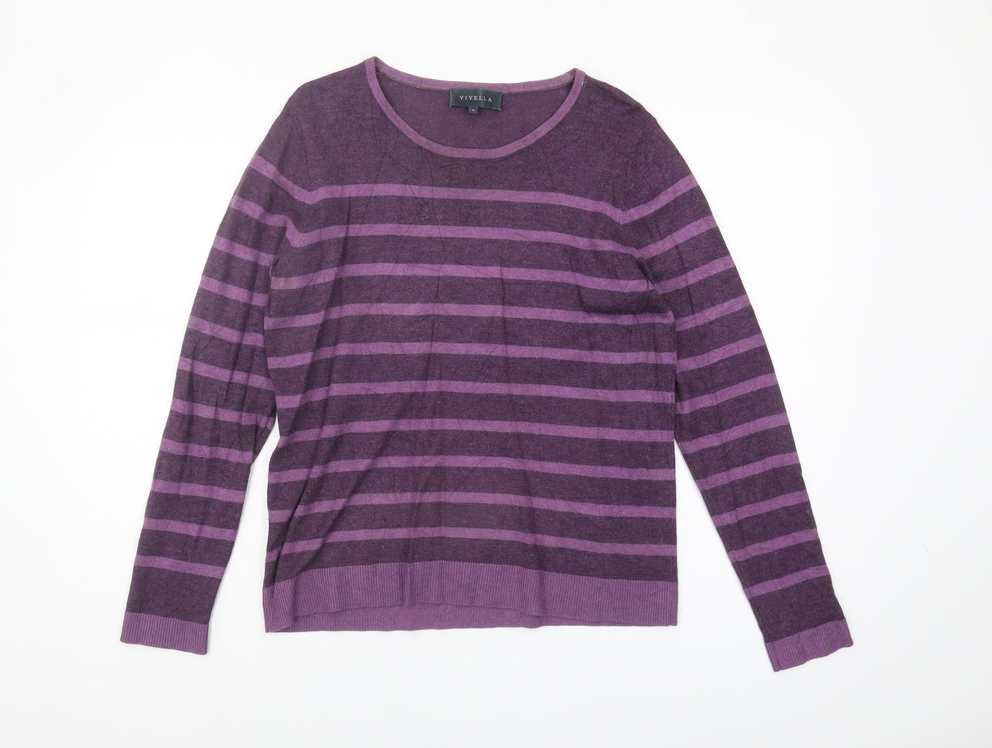 Viyella Women Purple Striped Jumper M