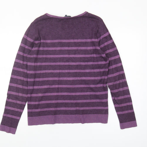 Viyella Women Purple Striped Jumper M