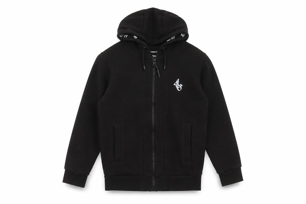 Front view of Sonneti boys’ black full zip hoodie 8-10 years