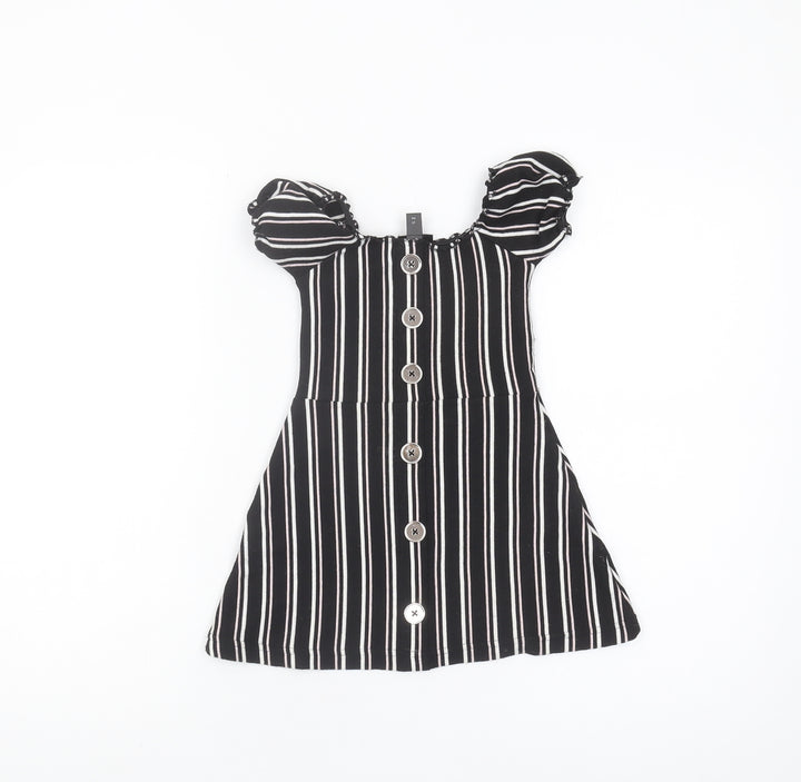 Firetrap Girls Black Striped Puff Sleeve Dress 2-3 Years