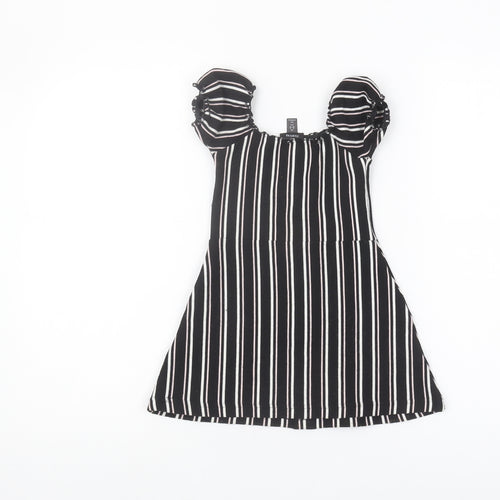 Firetrap Girls Black Striped Puff Sleeve Dress 2-3 Years