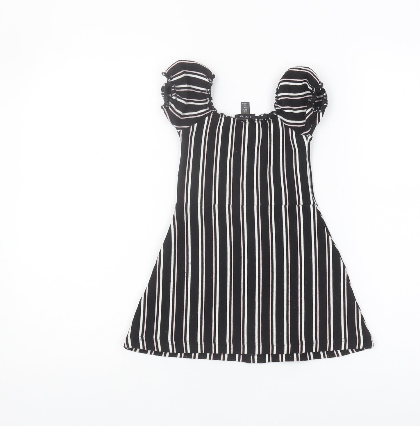 Firetrap Girls Black Striped Puff Sleeve Dress 2-3 Years