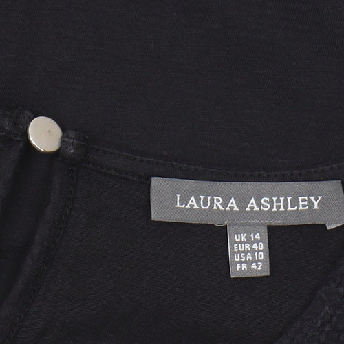 Laura Ashley Women's Black Blouse, Size 14, Classic Style