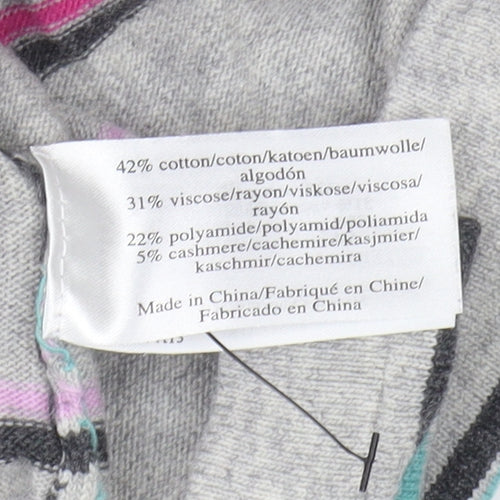 Laura Ashley Women's Grey Striped Knit Jumper, Size S