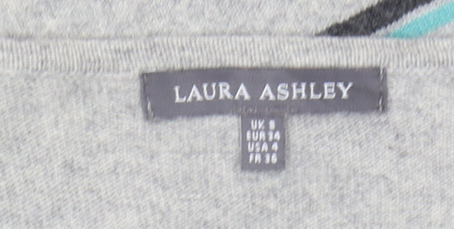 Laura Ashley Women's Grey Striped Knit Jumper, Size S