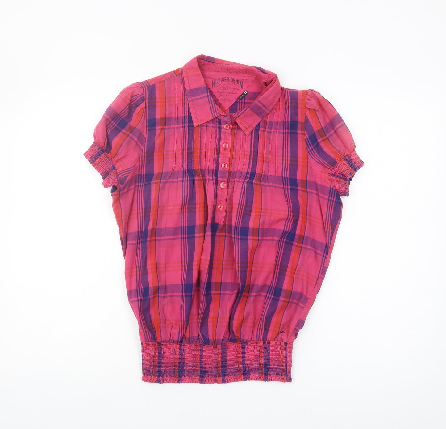 Tommy Hilfiger Women's Pink Plaid Button-Up Shirt M