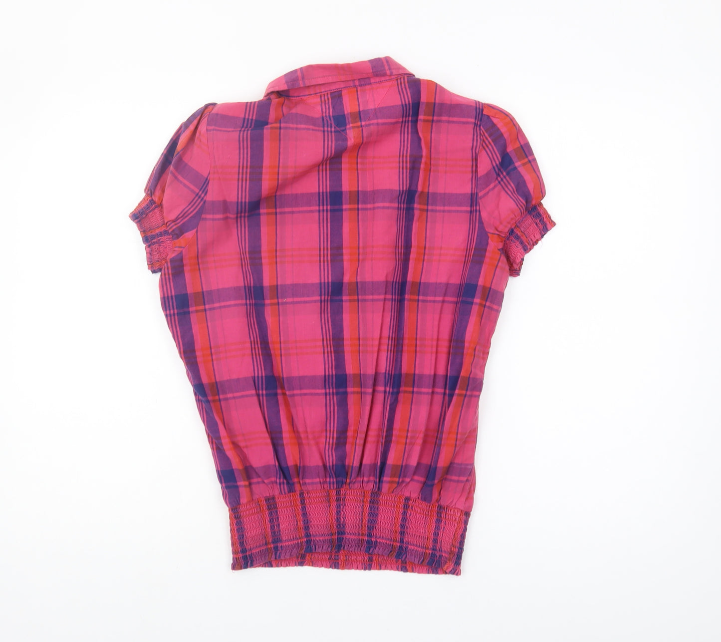 Tommy Hilfiger Women's Pink Plaid Button-Up Shirt M