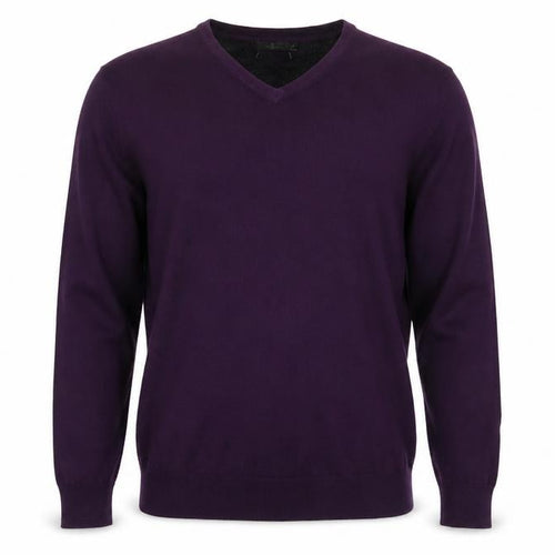 Jeff Banks Men's Purple V-Neck Cotton Jumper Medium