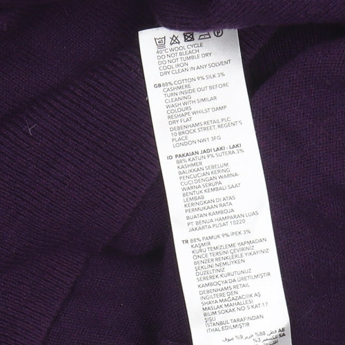 Jeff Banks Men's Purple V-Neck Cotton Jumper Medium