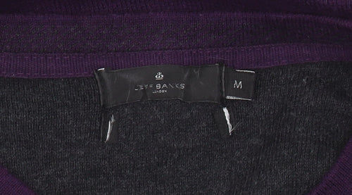 Jeff Banks Men's Purple V-Neck Cotton Jumper Medium