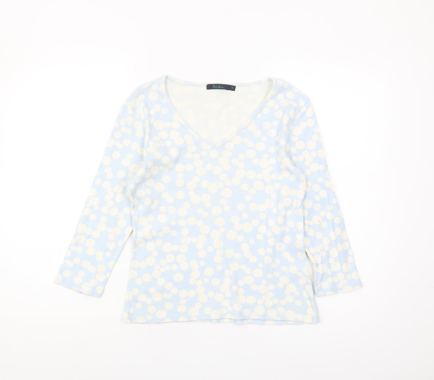 Boden Women's Blue Polka Dot V-Neck T-Shirt M