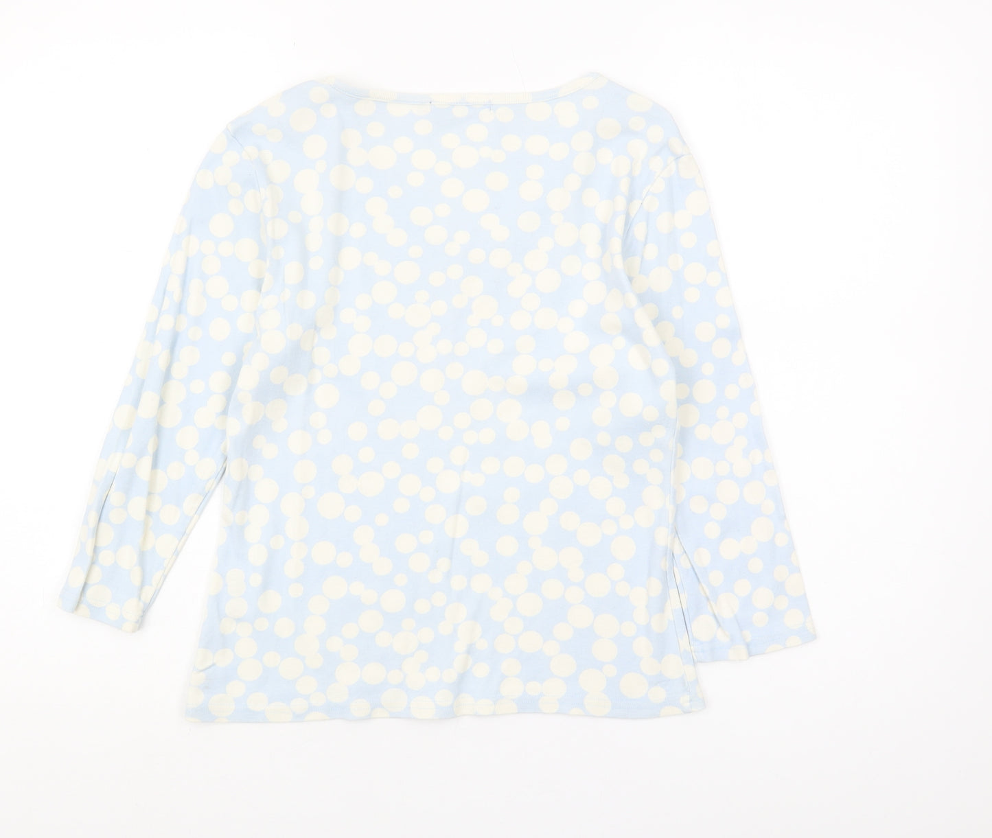 Boden Women's Blue Polka Dot V-Neck T-Shirt M