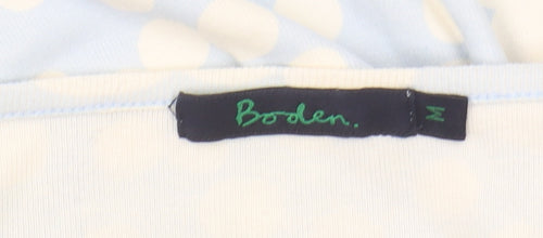 Boden Women's Blue Polka Dot V-Neck T-Shirt M