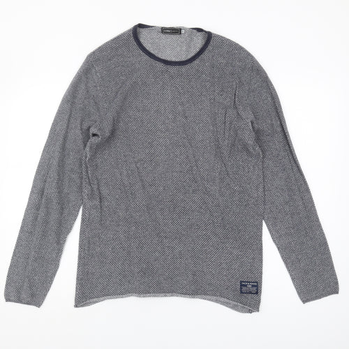 Jack & Jones Men's Grey Knit T-Shirt, Size S, Long Sleeve