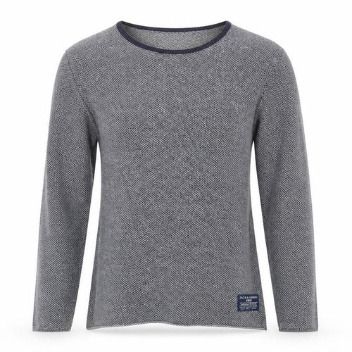 Jack & Jones Men's Grey Knit T-Shirt, Size S, Long Sleeve