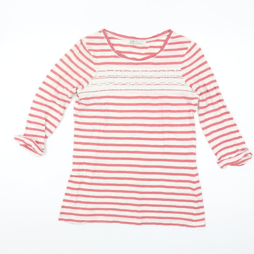Fat Face Women's Pink Striped T-Shirt Size 8