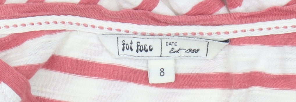 Fat Face Women's Pink Striped T-Shirt Size 8