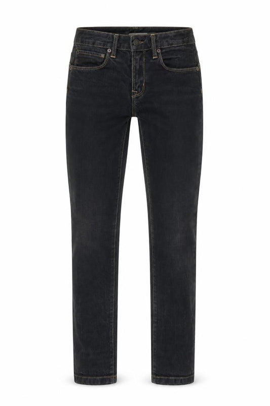 Front view of DKNY women’s black skinny jeans, size UK 27, stretch denim