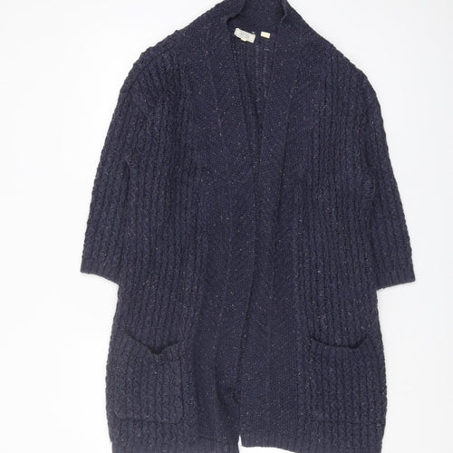 Fat Face Women's Blue Cable-Knit Open Front Cardigan, Size 8
