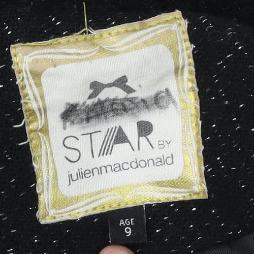 Star Girls Black Flecked Fur Trim Coat Age 9