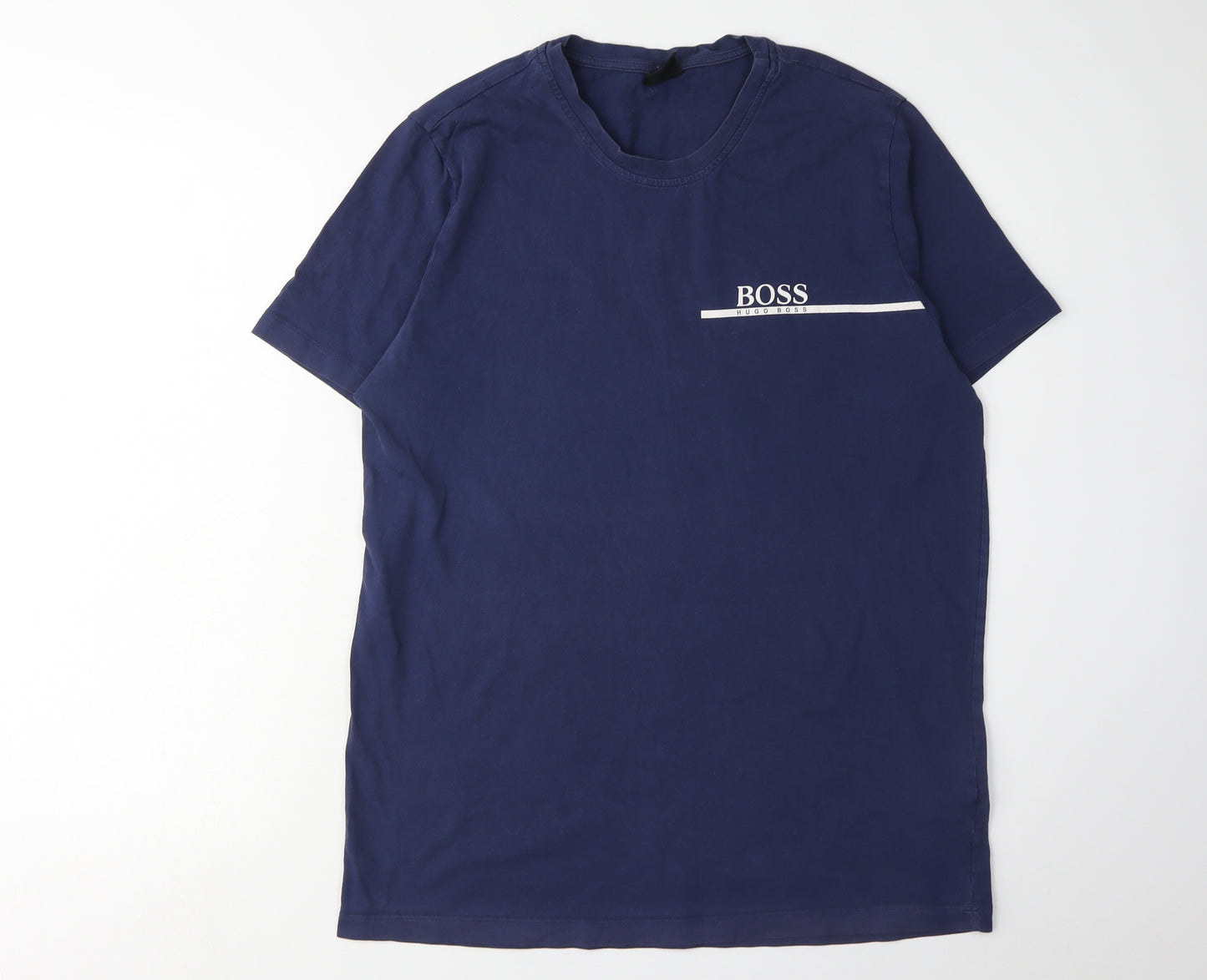 Boss Men's Blue Logo T-Shirt, Medium, Crew Neck
