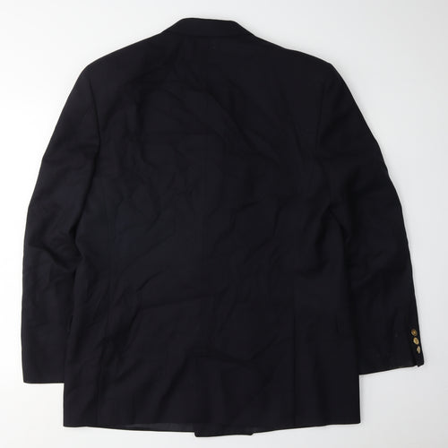 Jaeger Men's Blue Wool Blazer, Size 52R, Formal Double-Breasted