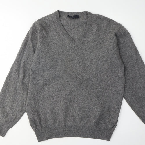 Daniel Hechter Men's Grey Wool V-Neck Pullover, Size L