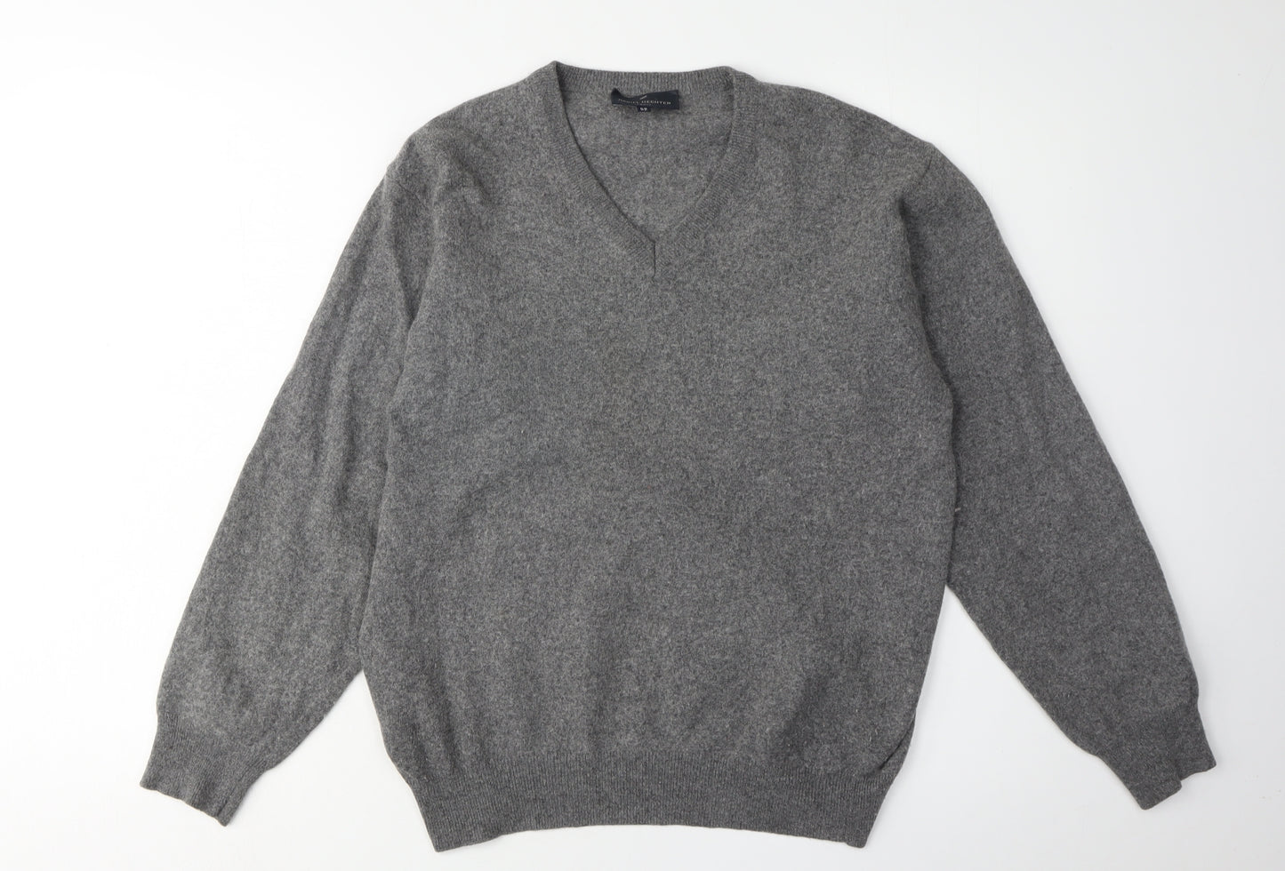 Daniel Hechter Men's Grey Wool V-Neck Pullover, Size L