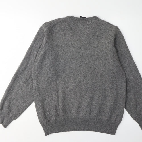 Daniel Hechter Men's Grey Wool V-Neck Pullover, Size L
