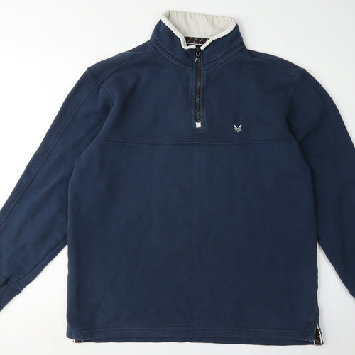 Crew Clothing Co. Men's Blue 1/4 Zip Sweatshirt, M
