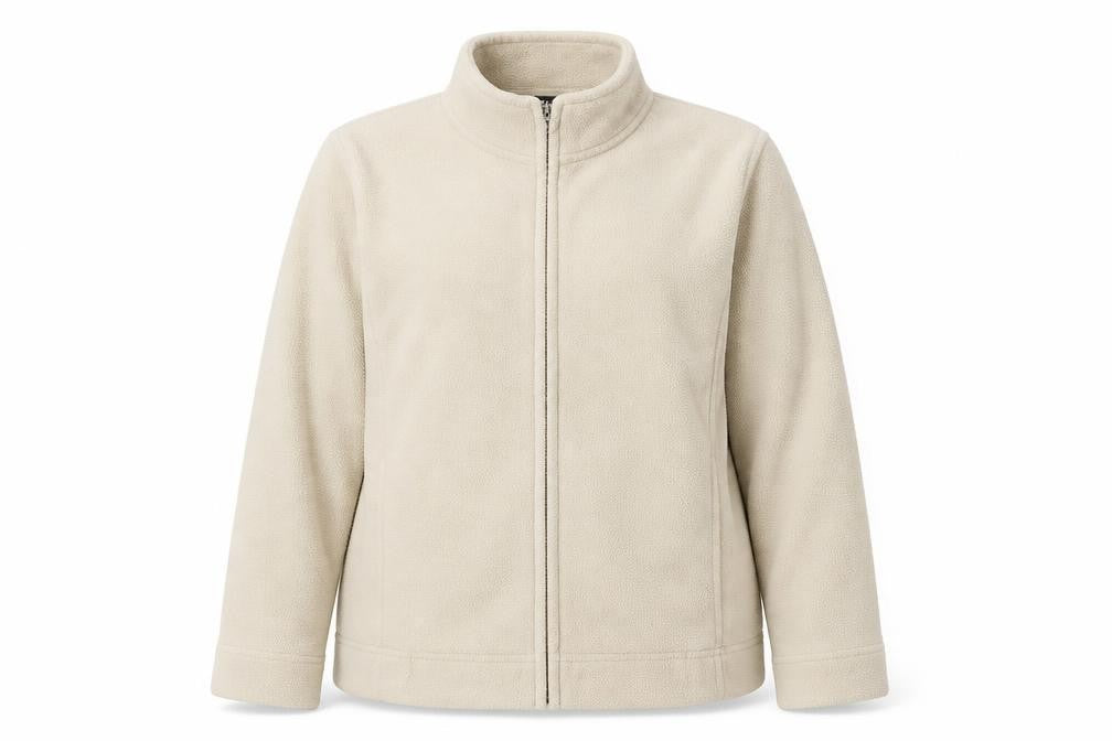 Front view of Isle Beige Women's Fleece Jacket, size L