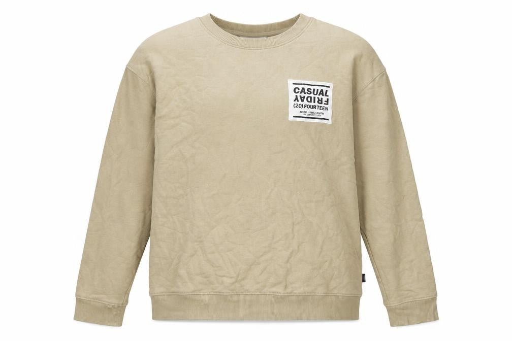 Front view of Casual Friday Men's Beige XL Pullover Sweatshirt