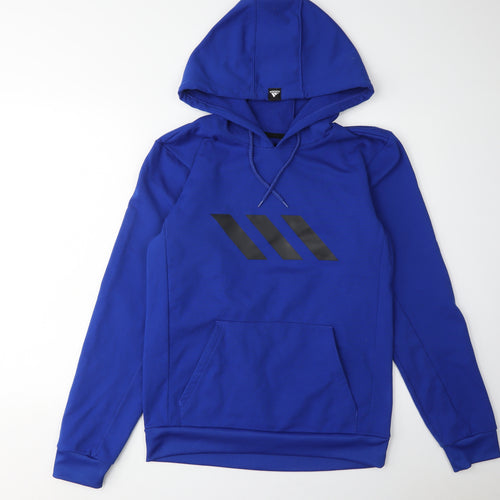 Adidas Men's Blue S Hoodie, Pullover with Logo, Gym Wear
