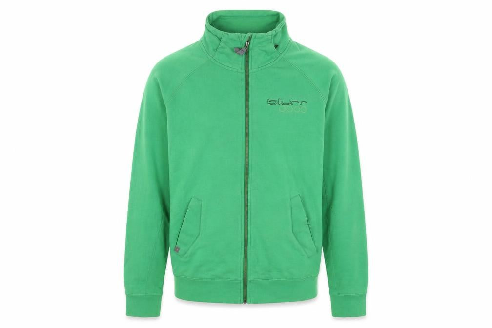 Front view of Blurr Men's Green Full Zip Sweatshirt Small