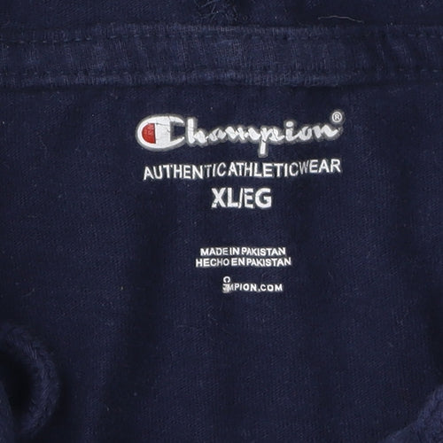 Champion Men's Blue XL Pullover Hoodie, Logo Accent