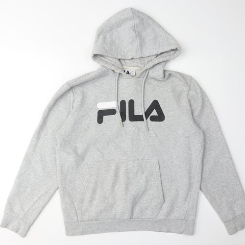 FILA Men's Grey Hoodie S Pullover Logo Style