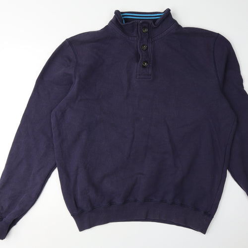 Joseph Turner Blue Henley Sweatshirt Men Large