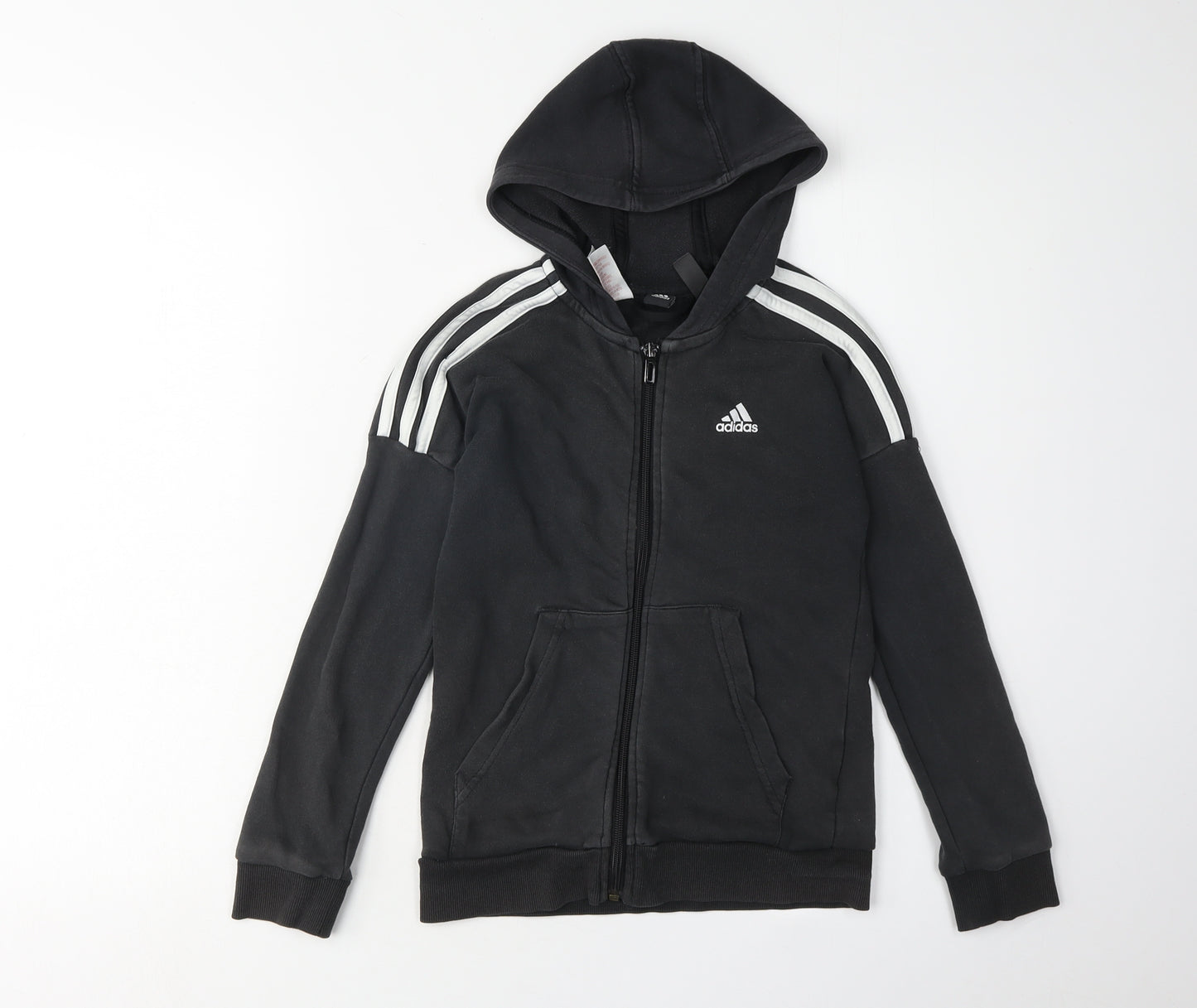 Adidas Boys Black Hoodie Full Zip Size 4 Years Sportswear