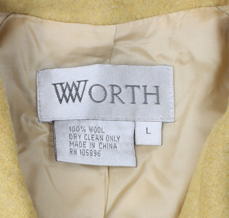 Worth Women's Yellow Wool Pea Coat Size L, Short Length