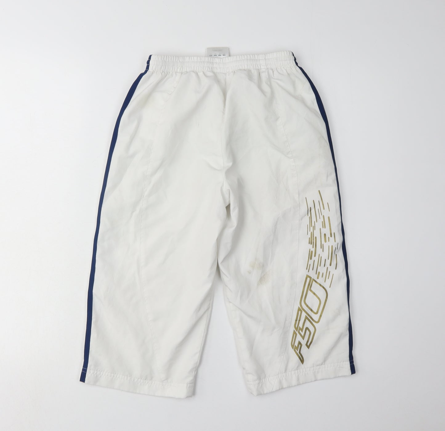 Adidas Boys White Jogger Trousers M with Side Stripe