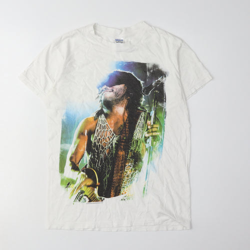 Gildan Men's White Graphic Print Cotton T-Shirt, Size S