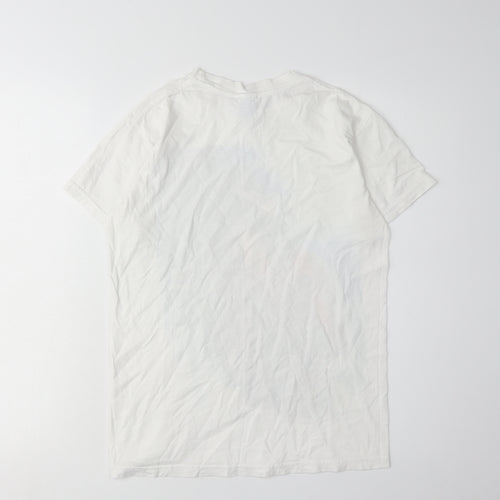 Gildan Men's White Graphic Print Cotton T-Shirt, Size S