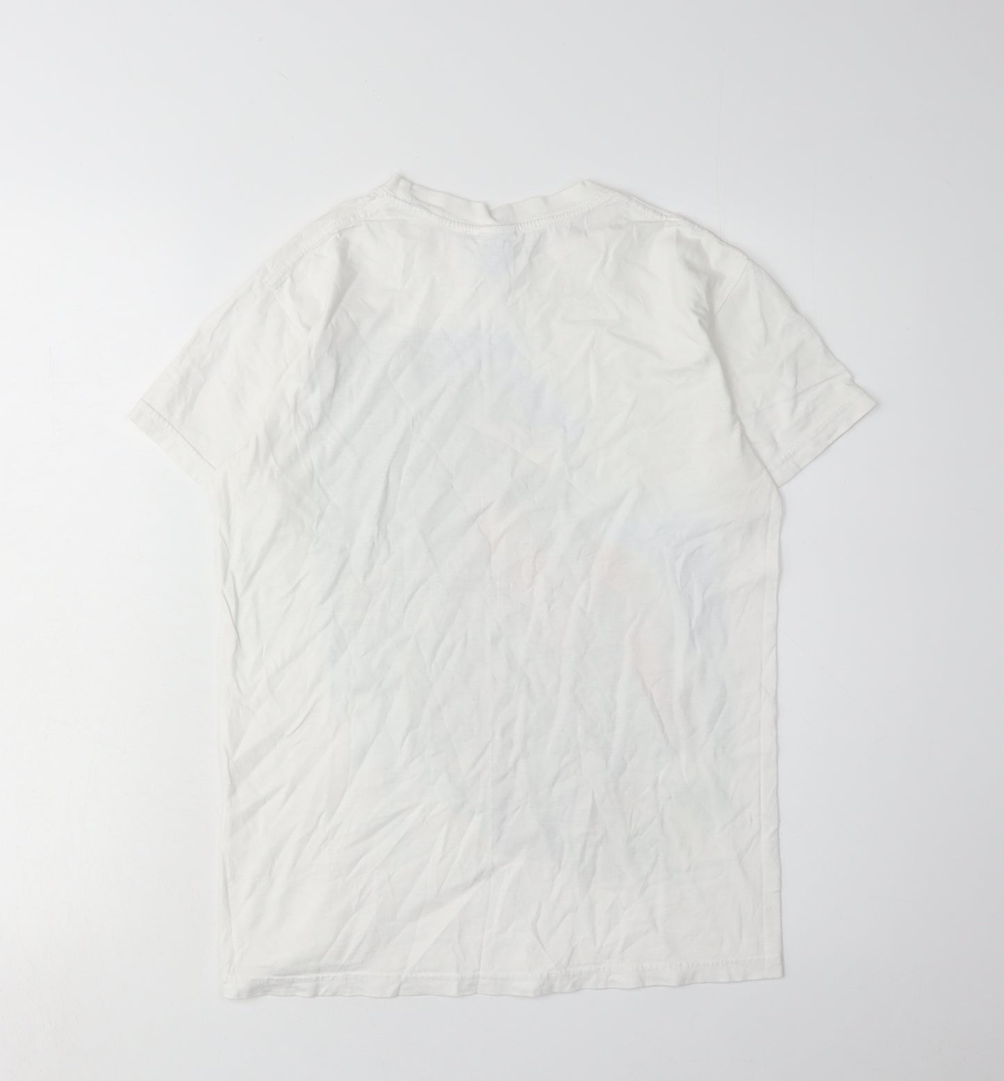Gildan Men's White Graphic Print Cotton T-Shirt, Size S