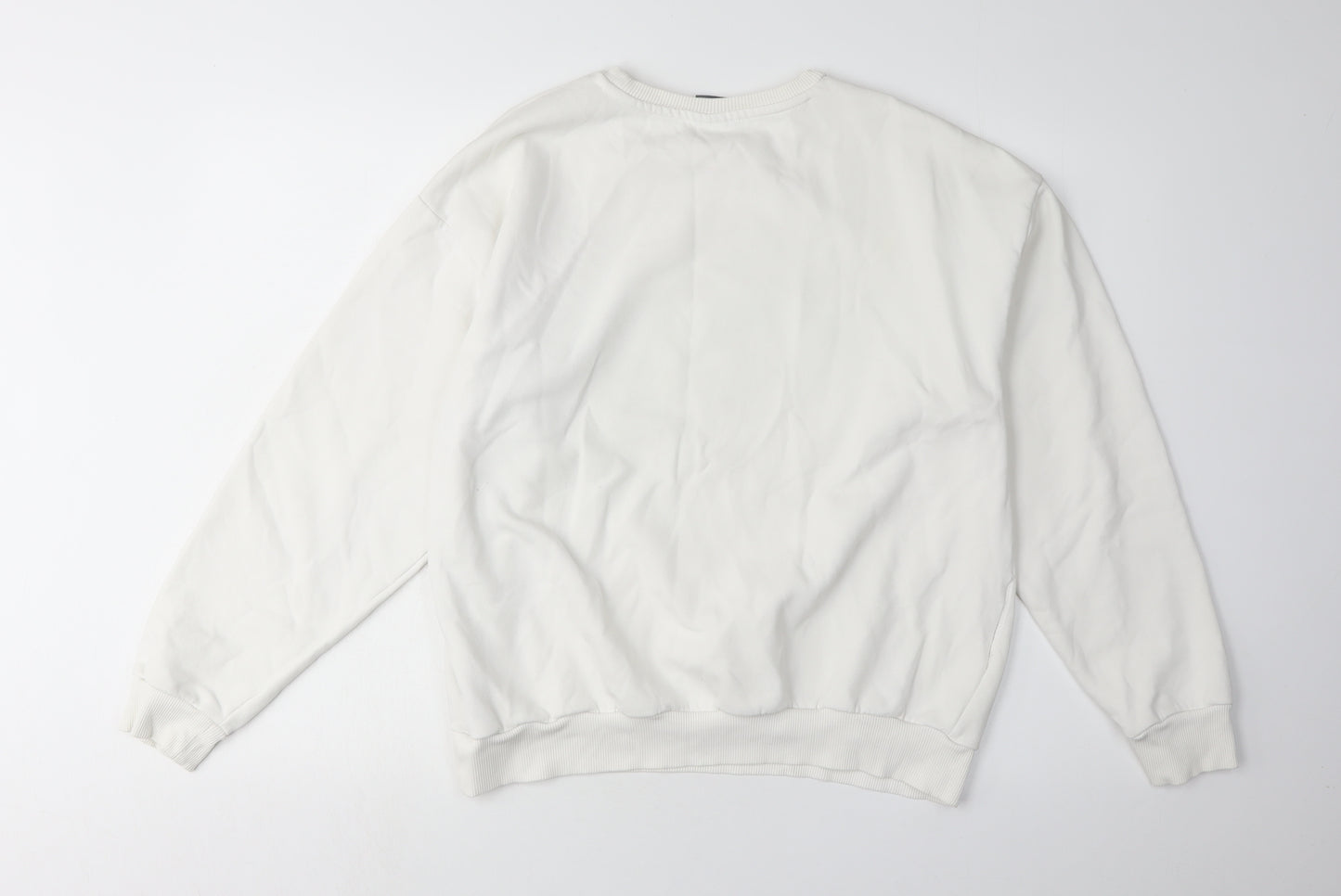 Puma Women's White Logo Sweatshirt L Pullover Crew