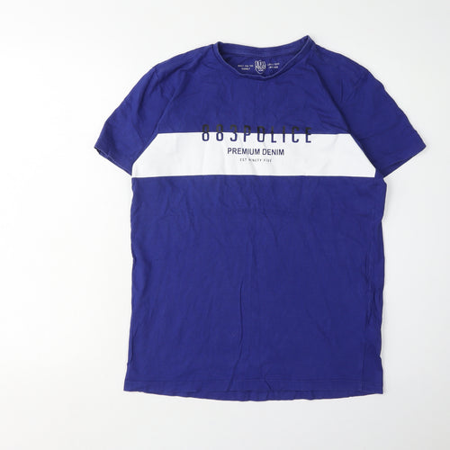 883 Police Men's Blue Cotton T-Shirt Size S Regular Fit